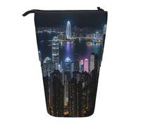 ENRPTY Notte Aerea Di Vista Hong Kong Stampa Telescopica Matita Borsa Grande Capacità Pop Up Storage Makeup Bag Per Forniture Per Ufficio