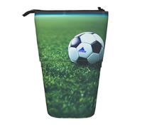 ENRPTY Pallone da calcio su erba stampa telescopica matita borsa grande capacità pop up stoccaggio trucco borsa per forniture per ufficio
