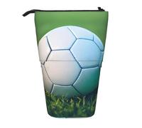 ENRPTY Pallone da calcio verde su erba stampa telescopica matita borsa grande capacità pop up stoccaggio trucco borsa per forniture per ufficio