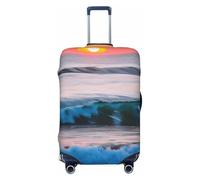 ENRPTY Sunset And Sunrise Con Onde Oceano Mare Stampa Valigie Decoraitve Coperture Lavabile Valigia Copertura Accessori Bagagli Da Viaggio, nero, Medium