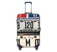 ENRPTY Vecchia Targa Stampa Valigia Decoraitve Coperture Lavabile Valigia Copertura Accessori Bagagli Da Viaggio, nero, X-Large