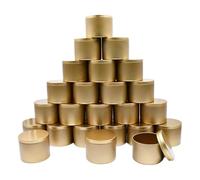 ENSDIEPLS Barattoli per Candele, Barattoli di Latta for Candele Multicolore da 24 conteggi con coperchi da 4/8 oz for Realizzare Candele(Gold 8oz)