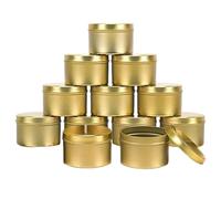 ENSDIEPLS Barattoli per Candele, Barattoli for Candele in Metallo da 4 Once, Multicolore, 12/24 pz(12 PCS Gold)