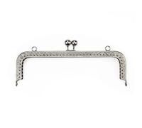 ENSDIEPLS Chiusura a Bacio, Borsa in Metallo con Chiusura a Bacio, Chiusura a Scatto, Accessorio for Borsa Multicolore Fai da Te da 20 cm(Silver)