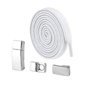 ENSDIEPLS Lacci per scarpe, Lacci piatti elastici senza fibbia, confezione da 2, multicolore, 100 cm x 6 mm(White)