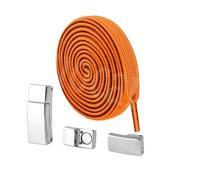 ENSDIEPLS Lacci per scarpe, Lacci piatti elastici senza fibbia, confezione da 2, multicolore, 100 cm x 6 mm(14 Orange)