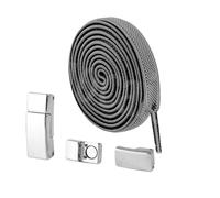 ENSDIEPLS Lacci per scarpe, Lacci piatti elastici senza fibbia, confezione da 2, multicolore, 100 cm x 6 mm(6 Dark Grey)