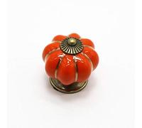 ENSDIEPLS Maniglie in ceramica a forma di zucca, Maniglie for cassetti in ceramica da 40 mm multicolore, 5 pezzi, foro singolo con viti(Orange)