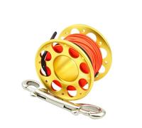 ENSDIEPLS Mulinello da Immersione a Dito, Mulinello da Dito Multicolore 15-30 m 2 Ganci con Testa in Corda for Immersioni alla deriva in grotte(Golden 15m)