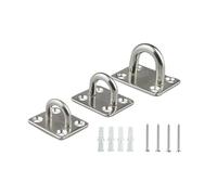 ENSDIEPLS Piastra con Gancio ad Occhiello, Piastra con Occhiello Quadrato in Acciaio Inossidabile 304 Argento 5/6/8mm 10 Pezzi for Canoa Kayak Barca a Vela(M6)