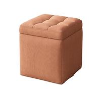 ENSDIEPLS Pouf contenitore, Contenitore Quadrato Con Gambe In Legno Imbottito In Lino Multicolor 30x30x35 cm(Orange)