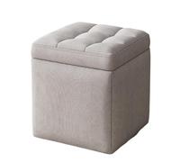 ENSDIEPLS Pouf contenitore, Contenitore Quadrato Con Gambe In Legno Imbottito In Lino Multicolor 30x30x35 cm(Light Gray)