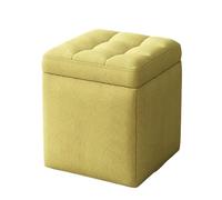 ENSDIEPLS Pouf contenitore, Contenitore Quadrato Con Gambe In Legno Imbottito In Lino Multicolor 30x30x35 cm(Green)