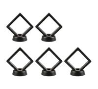 ENSDIEPLS Scatola di visualizzazione Galleggiante 3D in Pellicola ABS + TPU | Espositore for gioielli multicolore da 5/10 pezzi: supporto for ciondolo ad anello(Black 5pcs)