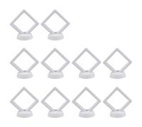 ENSDIEPLS Scatola di visualizzazione Galleggiante 3D in Pellicola ABS + TPU | Espositore for gioielli multicolore da 5/10 pezzi: supporto for ciondolo ad anello(White 10pcs)