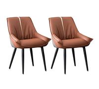 ENSDIEPLS Sedie da cucina con schienale, Sedie da pranzo in pelle PU gambe in metallo multicolore confezione da 2(Brown)