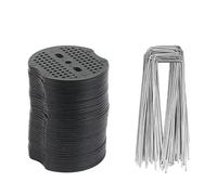 ENSDIEPLS Terreno a Forma di u, Graffette Orizzontali di Tipo U con Cuscinetti, picchetti for Tubi di Recinzione in Metallo, Punte for barriera for Prato(40pcs And 40pcs)
