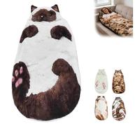 enseak Cat Sleeping Bag for Adults,Cats Shaped Plush Floor Lounger for Adults,Plush Cat Envelope Sleeping Bag,175x80cm Washable Funny Soft Cat Shaped Sleeping Bags for Indoor Bedroom Living Room(B)