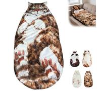 enseak Cat Sleeping Bag for Adults,Cats Shaped Plush Floor Lounger for Adults,Plush Cat Envelope Sleeping Bag,175x80cm Washable Funny Soft Cat Shaped Sleeping Bags for Indoor Bedroom Living Room(E)