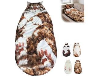 enseak Cat Sleeping Bag for Adults,Cats Shaped Plush Floor Lounger for Adults,Plush Cat Envelope Sleeping Bag,175x80cm Washable Funny Soft Cat Shaped Sleeping Bags for Indoor Bedroom Living Room(E)