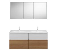 Ensemble burgbad Fiumo, composé d'une armoire de toilette, d'un lavabo en fonte minérale et d'un meuble sous-lavabo, avec façade plissée, largeur : 1420 mm., SGGT142LF3960G0223, SGGT142LF3960G0223, Co