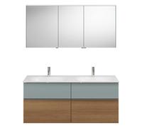 Ensemble burgbad Fiumo, composé d'une armoire de toilette, d'un lavabo en fonte minérale et d'un meuble sous-lavabo, avec façade plissée, largeur : 1420 mm., SGGT142RF3960G0146, SGGT142RF3960G0146, Co