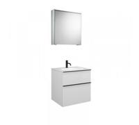 Ensemble burgbad Fiumo, SXFV062L, composé d'une armoire de toilette, d'un lavabo en fonte minérale et d'un meuble sous-lavabo, avec façade plissée, largeur : 620 mm., SFXV062LF3958G0223, SFXV062LF3958