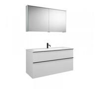 Ensemble burgbad Fiumo, SXFV102, composé d'une armoire de toilette, d'un lavabo en fonte minérale et d'un meuble sous-lavabo, avec façade plissée, largeur : 1220 mm., SFXV122F3958G0223, SFXV122F3958G0