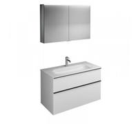 Ensemble burgbad Fiumo, SXFV102, composé d'une armoire de toilette, d'un lavabo en fonte minérale et d'un meuble sous-lavabo, avec façade plissée, largeur : 1020mm., SFXV102F3957G0200, SFXV102F3957G02