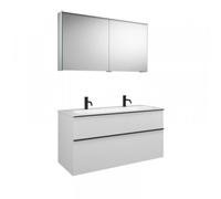 Ensemble burgbad Fiumo, SXFW122, composé d'une armoire de toilette, d'un lavabo en fonte minérale et d'un meuble sous-lavabo, avec façade plissée, largeur : 1220 mm., SFXW122F3959G0223, SFXW122F3959G0