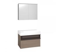 Ensemble burgbad Yumo lavabo en céramique avec meuble sous-lavabo, y compris armoire de toilette, largeur : 815mm, SFKZ082F3194G0179, SFKZ082F3194G0179, Colorazione: Acrilico ad alta brillantezza grig