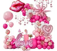 Ensemble d'arc décoratif de ballon en latex rose pour partie de célibataire, Saint Valentin blanc, mariage, anniversaire, décoration de fête d'accueil de bébé (113 PCS)