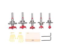 Ensemble de 5 forets Forstner, kit de perçage de trous pour le travail du bois, avec des diamètres de 15 à 35 mm, forets Forstner en acier allié renforcé pour les serrures et les