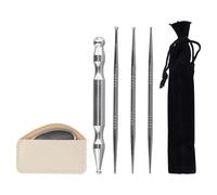 Ensemble De 5 Outils De Massage : 4 Stylets D'Acupression En Acier Inoxydable Et 1 Planche De Gua Sha Pour Acupuncture, Thérapie Des Points De Pression Et Massage, Argenté