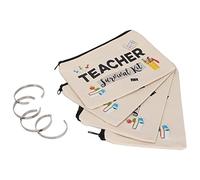 Ensemble de cadeaux d’appréciation pour les enseignants : 4 bracelets en acier inoxydable et 4 pochettes de maquillage en coton avec fermeture éclair - Cadeau de gratitude et de