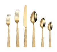 Ensemble de Couverts de Cuisine en Acier Inoxydable, Couverts de Table Comprenant cucchiaino, Couteau et Fourchette, Poli Miroir (Or, 6 Pezzi)