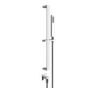 Ensemble de douche Gessi Rettangolo avec pomme de douche anticalcaire, avec coude de raccordement mural, 20142706, 20142706, Colorazione: Metallo nero PVD