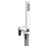 Ensemble de douche Gessi Rettangolo comprenant un coude de raccordement mural 1/2, avec support et pomme de douche anticalcaire, 20123735, 20123735, Colorazione: Bronzo caldo PVD