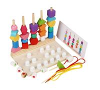 Ensemble de jouets de séquençage de perles - blocs empilables et perles de laçage | jouet pour avec couleurs et formes assorties, activité éducative de motricité fine, jouet créatif pour le dé
