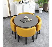 Ensemble de Salle à Manger Rond Moderne avec 4 chaises en Tissu, meuble Peu encombrant pour la Maison et Le Bureau, 90 x 90 x 75 cm, Ensemble de réception élégant