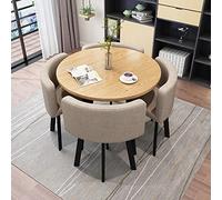Ensemble de Table à Manger Ronde avec 4 chaises en Tissu, Design Moderne et Peu encombrant pour la Maison et Le Bureau, 90 x 90 x 75 cm. Ensemble de réception économique.