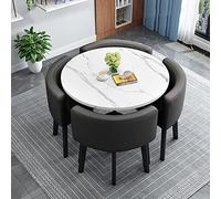 Ensemble de Table à Manger Ronde avec 4 chaises, meuble Peu encombrant pour la Maison et Le Bureau, Design Moderne, 90 x 90 x 75 cm, chaises rembourrées en Tissu, idéales pour Les