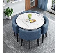 Ensemble de Table à Manger Ronde Moderne avec 4 chaises en Tissu, meuble Peu encombrant pour la Maison et Le Bureau, 90 x 90 x 75 cm. Ensemble de réception Compact.