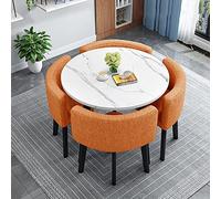 Ensemble de Table à Manger Ronde Moderne avec 4 chaises, meuble Peu encombrant pour la Maison et Le Bureau, 90 x 90 x 75 cm, chaises rembourrées, Ensemble de réception