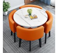 Ensemble de Table de conférence Ronde Moderne avec 4 chaises, idéal pour Les Petites salles de réunion, Les espaces de réception et la Cuisine, diamètre de 80 cm, Parfait pour Les