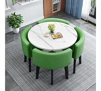Ensemble de Table de Cuisine Ronde Moderne et 4 chaises, Ensemble de Salle à Manger Peu encombrant pour la Maison et Le Bureau, chaises en Tissu de 90 cm, Ensemble de réception éco