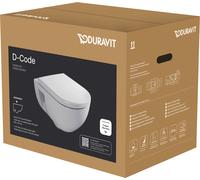 Ensemble de WC Duravit D-Code suspendu, à fond creux, Rimless, siège de WC inclus, blanc brillant, 45140900A1, 45140900A1