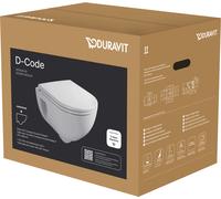 Ensemble de WC Duravit D-Code suspendu, Compact, Rimless, siège de WC inclus, blanc brillant, 45150900A1, 45150900A1