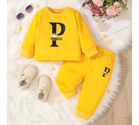 Ensemble Décontracté À Manches Longues Avec Col Rond Imprimé Couronne De Lettre Pour Bébé Fille Automne-hiver 6-9M,9-12M,12-18M,18-24M,2-3YFumetto,LettereTessuto in maglia