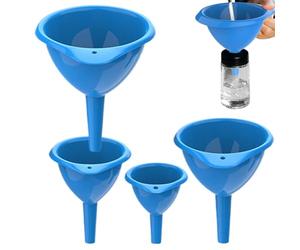 Ensemble D'Entonnoirs De Cuisine - Kit 4 Pièces PP Bleu Résistant À La Chaleur | Entonnoirs Liquides Et Poudres Faciles À Nettoyer Ustensiles Multi-Usages Pour Bouteilles Et Pots